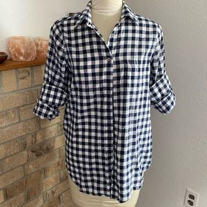 J.Crew Navy Gingham Button-Down Boy Fit Shirt